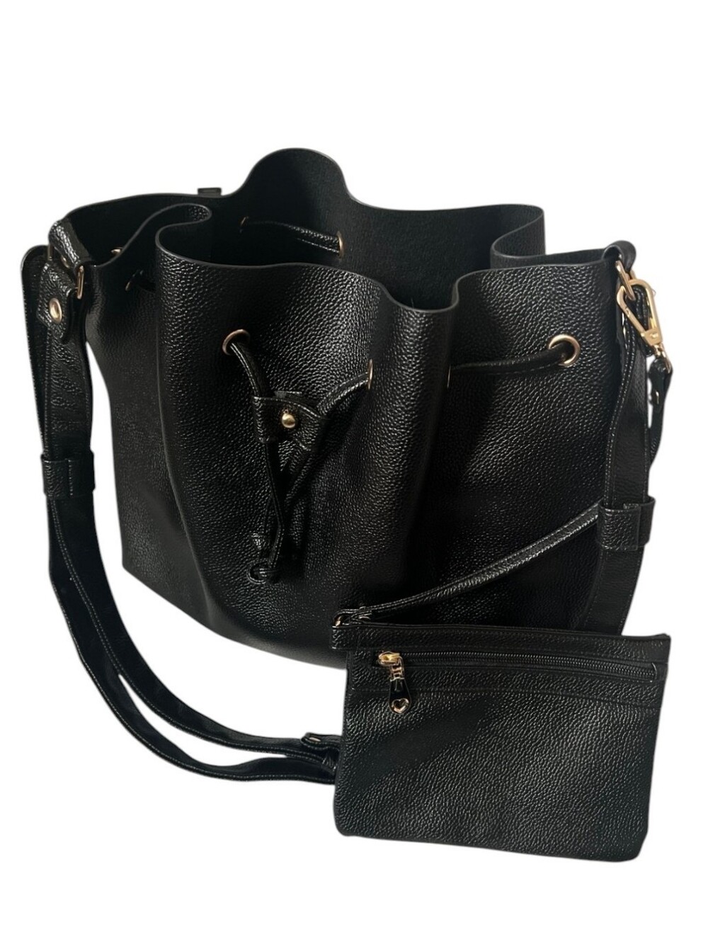 Bella Russo Black Drawstring Bucket Purse